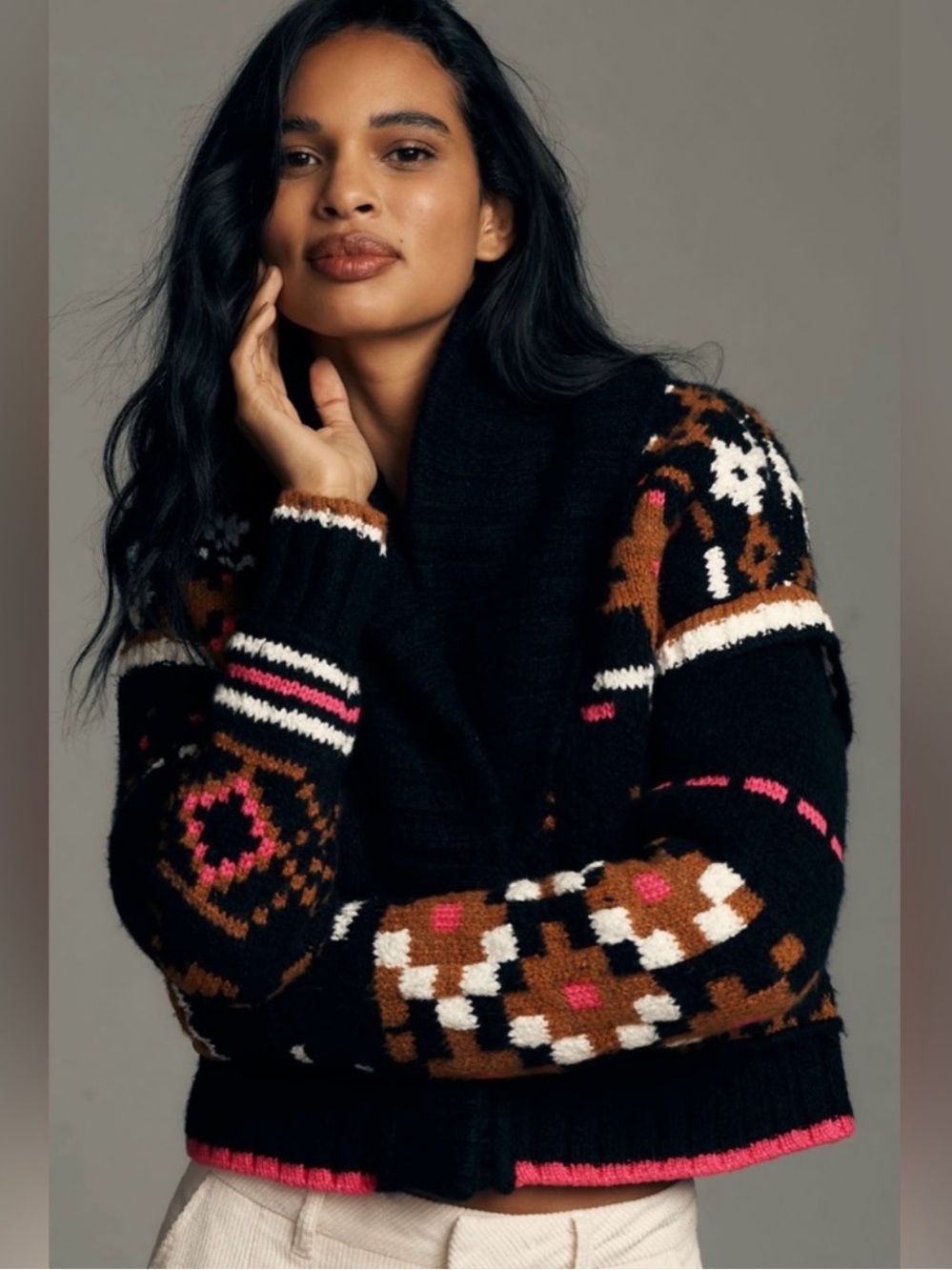 By Anthropologie Neon Collared Cardigan Sweater